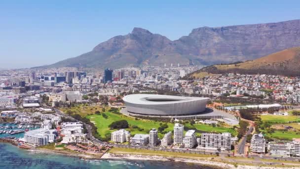 Dobrý Letecký Záběr Město Kapské Město Jižní Africe Capetown Stadionu — Stock video
