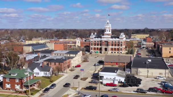 Flyg Över Franklin Indiana Pittoresk Amerikansk Mellanvästern Stad Med Ganska — Stockvideo