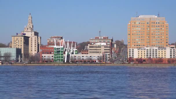 Dobry Strzał Davenport Quad Cities Iowa Mississippi River Pierwszym Planie — Wideo stockowe