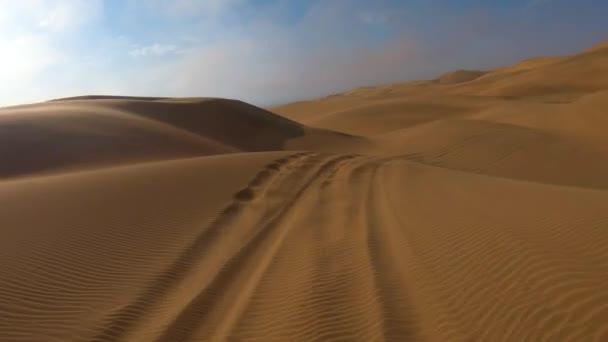 Pov Namibya Nın Namib Çölü Ndeki Derin Kum Tepelerinde Hareket — Stok video