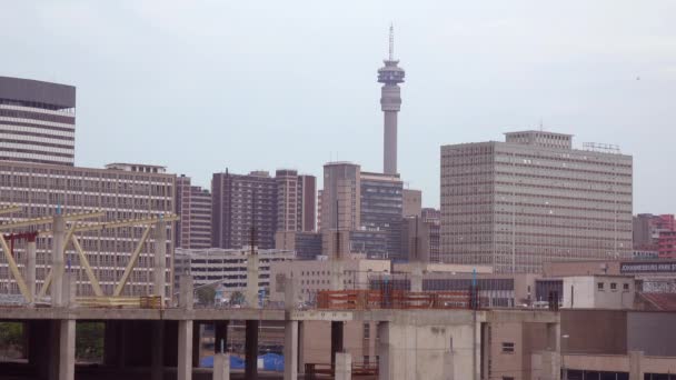 Etablera Bild Centrala Affärsdistrikt Skyline Johannesburg Sydafrika Med Torn Och — Stockvideo