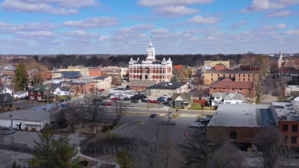 Aéreo Sobre Franklin Indiana Pitoresco Toda Cidade Americana Midwest Com — Vídeo de Stock