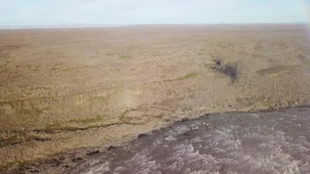 Légi Felvétel Dettifoss Felett Izland Világ Egyik Legfigyelemreméltóbb Vízesése — Stock videók