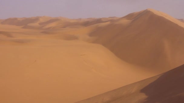 Vientos Fuertes Soplan Través Las Increíbles Dunas Arena Del Desierto — Vídeo de stock