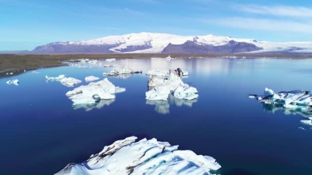 Piękna Antena Nad Górami Lodowymi Arktyce Jokulsarlon Laguna Lodowcowa Islandii — Wideo stockowe
