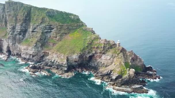 Légi Felvétel Jóreménység Fokáról Cape Pointról Ahol Indiai Atlanti Óceánok — Stock videók