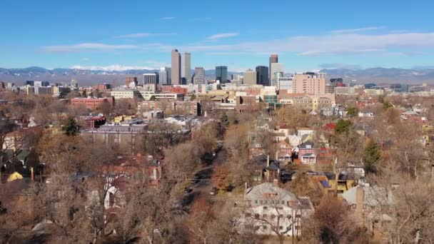 Denver Şehir Merkezi Havası Colorado Silueti Şehir Parkından Bölgesi — Stok video