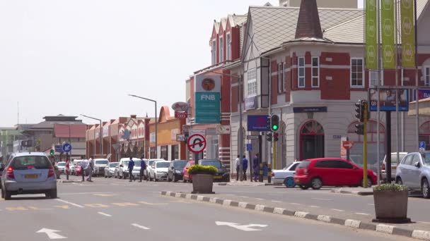 Establishing Downtown Central Business District Swakopmund Namibia Charming Germanic Coastal — Stock Video