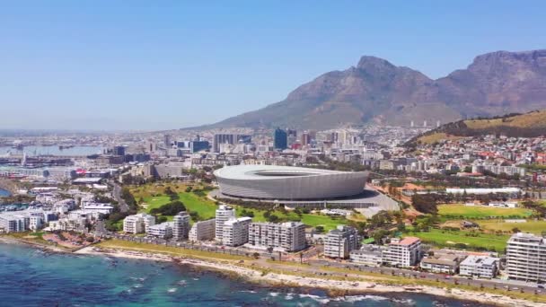 Légi Felvétel Város Cape Town Dél Afrika Capetown Stadion Távolság — Stock videók