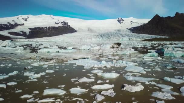 Eisberge treiben in einer Gletscherlagune — Stockvideo