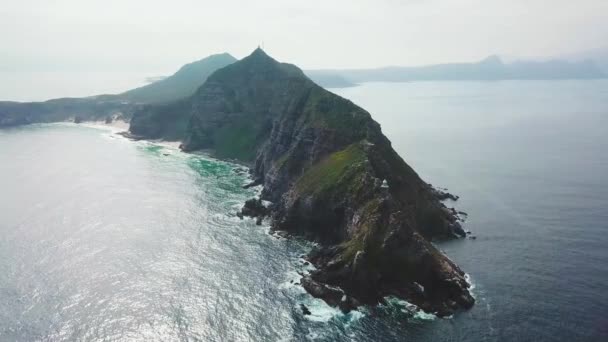 Anmärkningsvärd Flygbild Godahoppsudden Och Cape Point Där Indiska Oceanen Och — Stockvideo