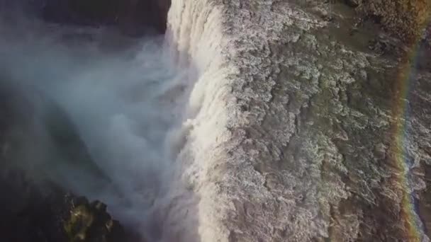 Воздух Над Dettifoss Исландия Один Самых Замечательных Водопадов Мире — стоковое видео
