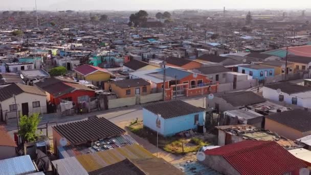 Aerial Gugulethu Una Delle Baraccopoli Ghetto Borgate Colpite Dalla Povertà — Video Stock