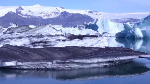 Ледяной Покров Замерзшей Арктике Лагуна Йокулсарлон Исландии Наводящая Мысль Глобальном — стоковое видео