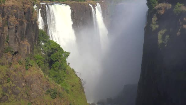 Belo Estabelecimento Tiro Victoria Falls Lado Zimbábue Cachoeira Africana — Vídeo de Stock