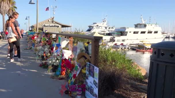 2019 Pessoas Prestam Homenagem Memorial Para Vítimas Incêndio Barco Mergulho — Vídeo de Stock