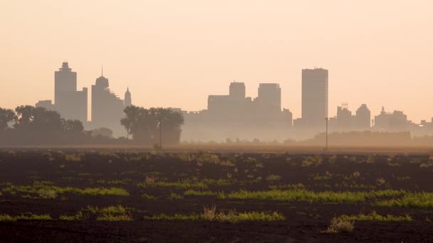 Guten Morgen Silhouette Der Innenstadt Und Geschäftsviertel Von Memphis Tennessee — Stockvideo