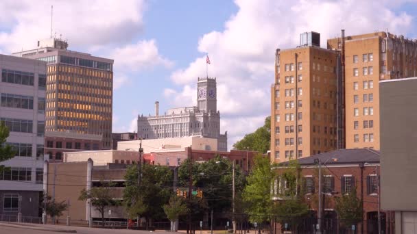 Upprättande Bild Offentliga Byggnader Affärsdistriktet Jackson Mississippi — Stockvideo