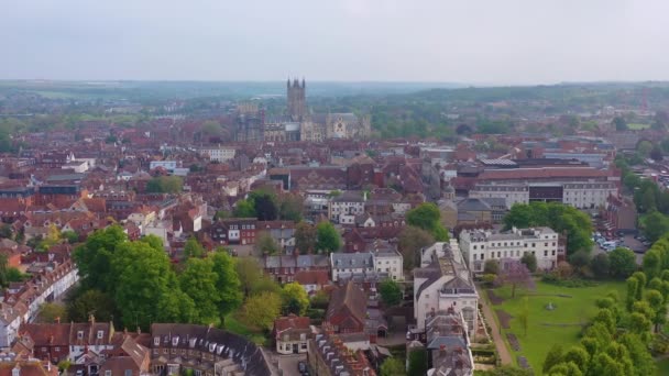 Nizza Aerea Sulla Città Canterbury Cattedrale Kent Regno Unito Inghilterra — Video Stock