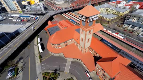 Vue Aérienne Ascendante Gare Ville Portland Oregon — Video