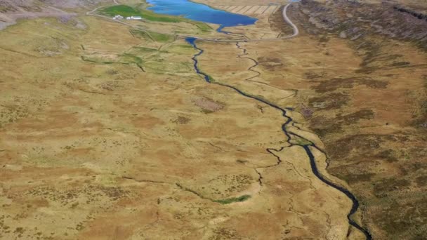 Ωραία Κεραία Απέραντων Τοπίων Ποταμών Και Φιόρδ Στα Δυτικά Φιόρδ — Αρχείο Βίντεο