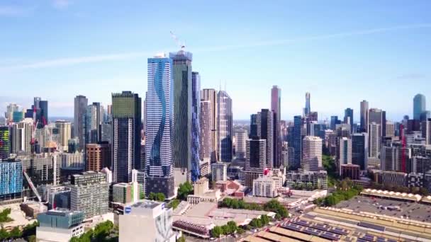 Schöne Luftaufnahme Von Melbourne Victoria Australiens Zentralem Geschäftsviertel Der Innenstadt — Stockvideo