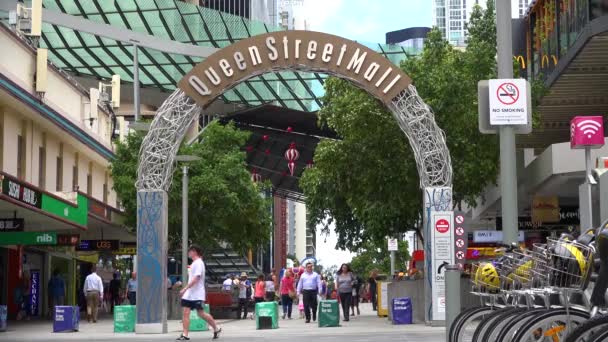 Establecimiento Tiro Del Centro Comercial Queen Street Brisbane Queensland Australia — Vídeo de stock