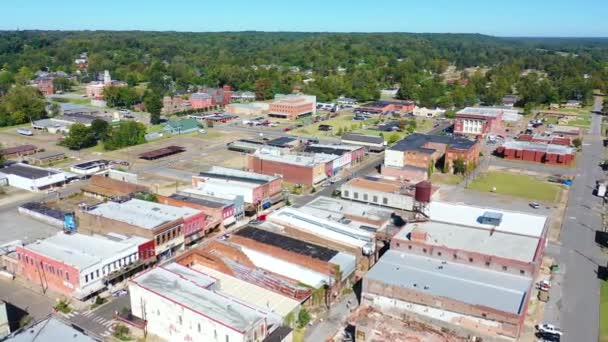 Aérea Alrededor Ciudad West Helena Arkansas Pequeña Pobre Abandonada Deteriorada — Vídeo de stock