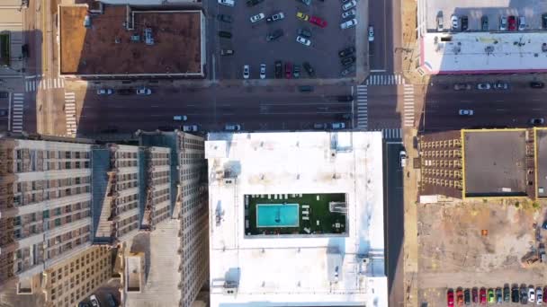 田纳西州孟菲斯市商业区商业区建筑街道的垂直向下倾斜的空中俯瞰 — 图库视频影像