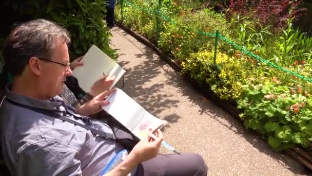 Artistas Desenhar Jardim Claude Monet Giverny França — Vídeo de Stock