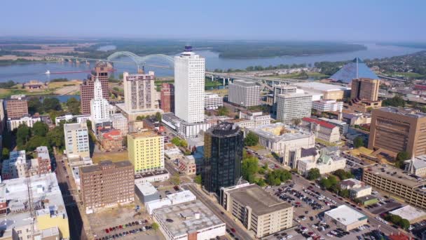 Good Stationary Aerial Shot Downtown Business District Memphis Tennessee High — Stock Video