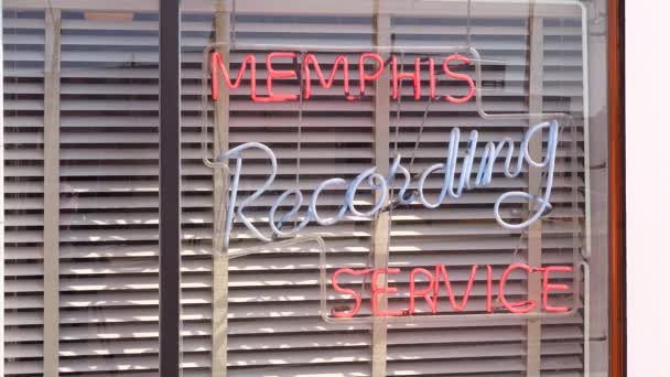 Letrero Neón Dice Memphis Recording Service Sun Studios Donde Sam — Vídeos de Stock