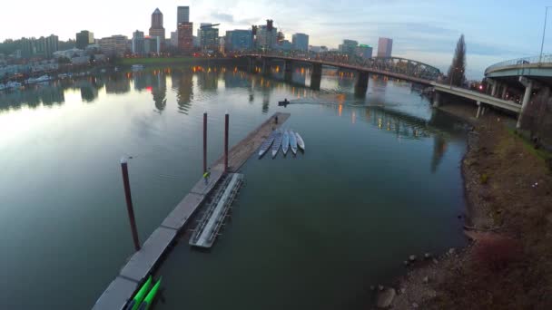 Eine Majestätische Bewegende Aufnahme Wasser Und Willamette River Portland Oregon — Stockvideo