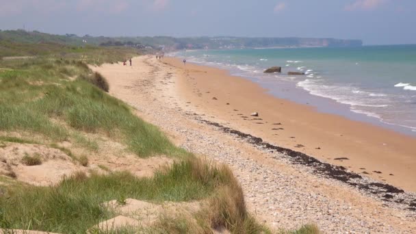 Ίδρυση Της Omaha Beach Νορμανδία Γαλλία Τόπος Του Δευτέρου Παγκοσμίου — Αρχείο Βίντεο