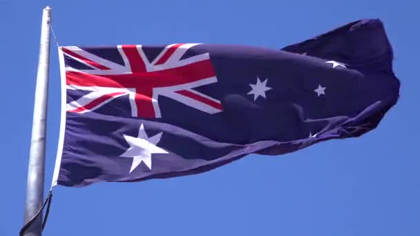 Bandera Australia Arde Viento — Vídeos de Stock