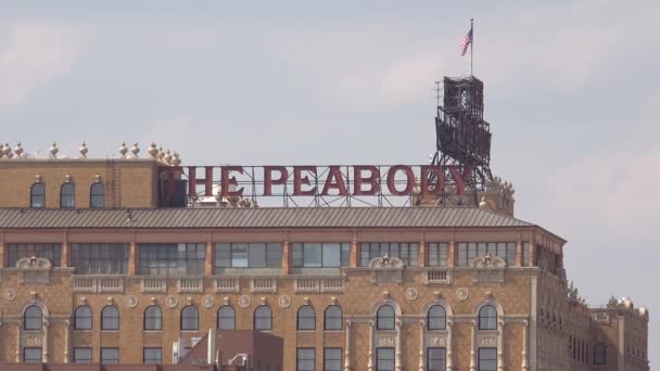 Establishing Shot Landmark Famous Peabody Hotel Downtown Memphis Tennessee — Stock Video