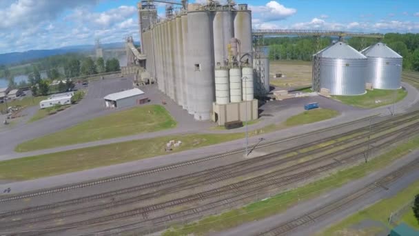 Colpo Aereo Aumento Sopra Cementificio Una Raffineria Cereali — Video Stock