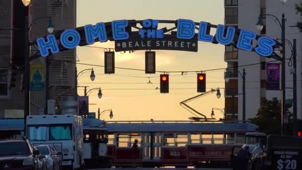 Mooie Oprichting Schot Van Beale Street Teken Memphis Tennessee Met — Stockvideo