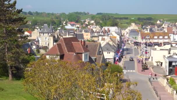 Establecimiento Ciudad Costera Francesa Arromanches Normandía — Vídeo de stock