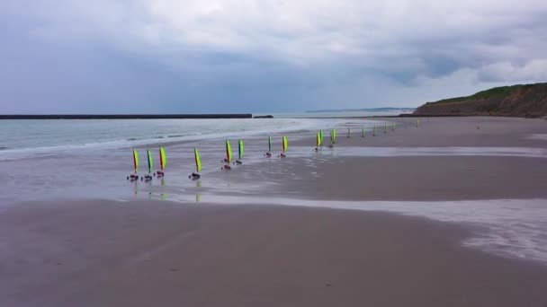 Lucht Land Karren Zeil Karren Blokarts Zand Jachten Worden Gevaren — Stockvideo