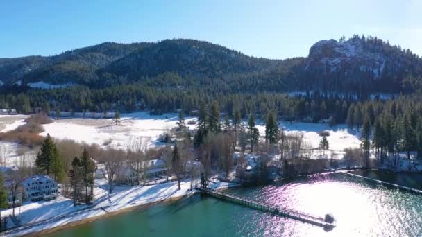 2020 Glenbrook Nevada Üzerinde Kış Havası Tahoe Nevada Gölü Kıyısındaki — Stok video