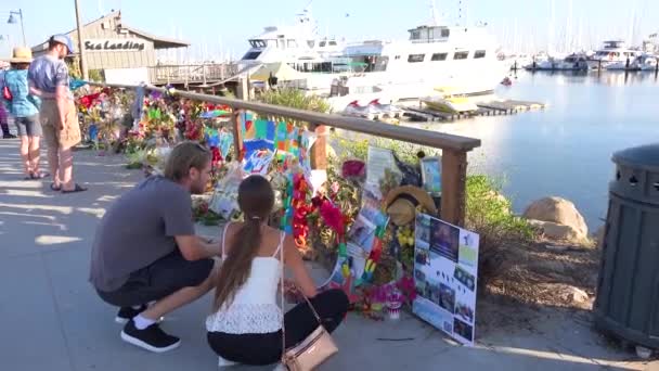 2019 Pessoas Prestam Homenagem Memorial Para Vítimas Incêndio Barco Mergulho — Vídeo de Stock