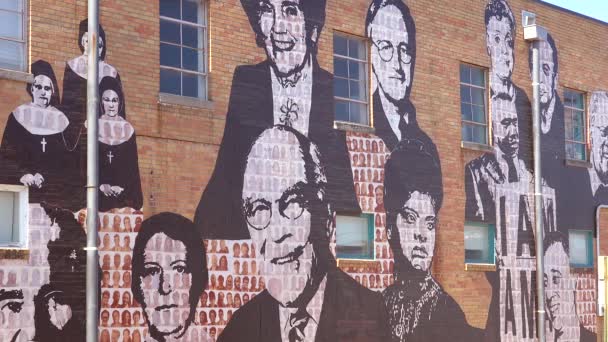Gran Mural Líderes Derechos Civiles Héroes Cerca Del Museo Nacional — Vídeos de Stock