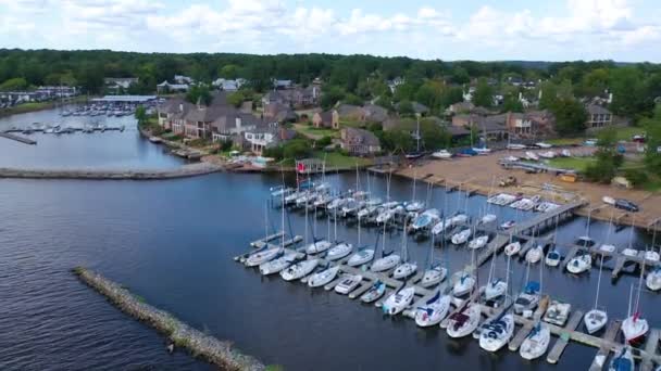 Flyg Över Lyxiga Hem Fastigheter Och Herrgårdar Ross Barnett Reservoir — Stockvideo