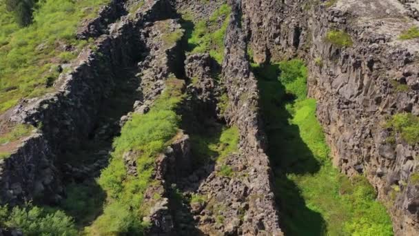 Incline Antena Sobre Placa Tectónica Atlantic Ridge Thingvellir Islândia — Vídeo de Stock