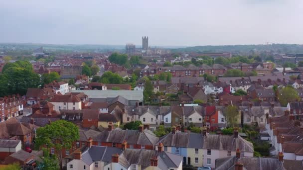 Trevlig Antenn Över Staden Canterbury Och Katedralen Kent Storbritannien England — Stockvideo