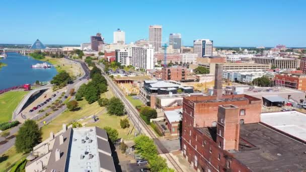 Aerial Mixed Use Industrial District Memphis Tennessee Apartments Condos Converted — Stock Video