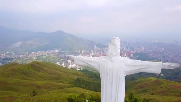 Rio Janiero Brasil Circa 2018 Aerial Shot Christ Estátua Redentor — Vídeo de Stock