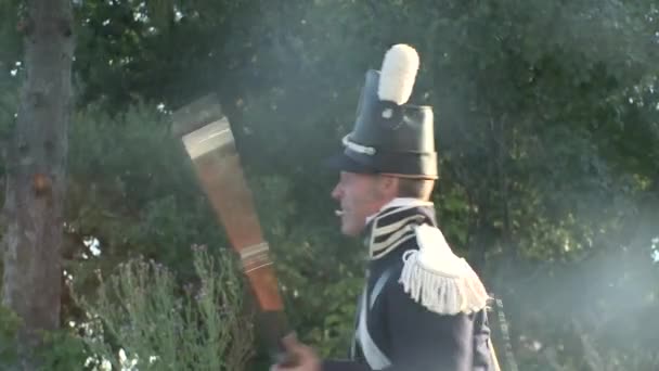 Ölüler Savaş Meydanında Yatıyor 1812 Savaşı Nın Şekilde Canlandırılmasında — Stok video