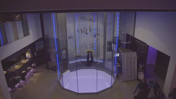 Circa 2018 Indoor Wind Tunnel Skydiving Futuristic Action Adventure Sport — Stock Video